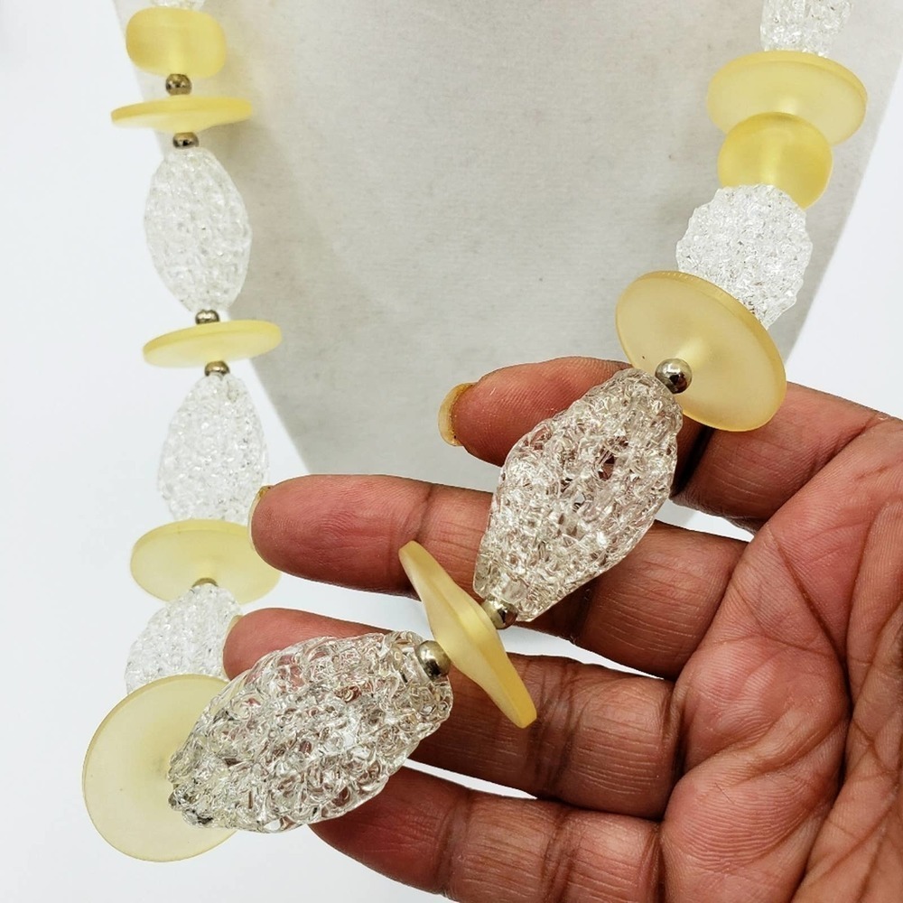Vintage Statement Necklace | Yellow & Clear Beads